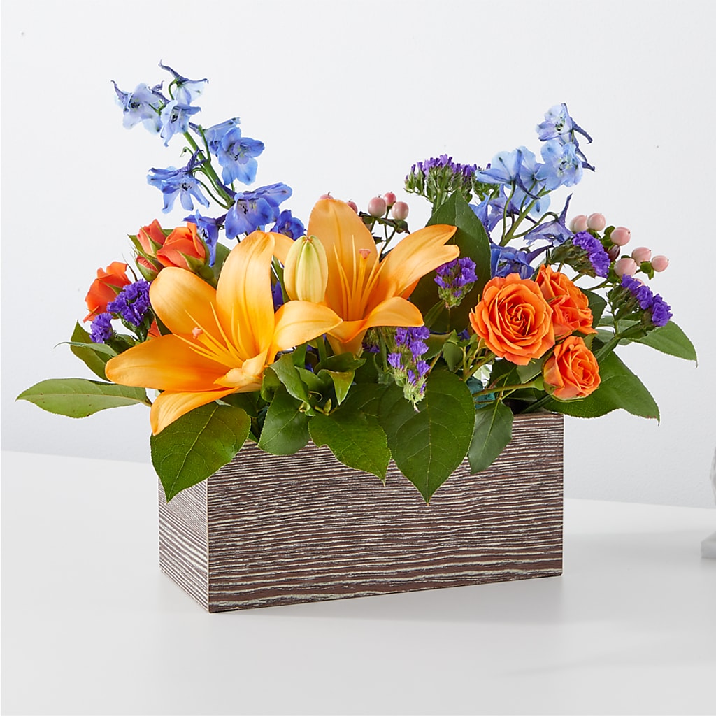 Radiant Citrus Box Bouquet – C & D FLORAL LTD, Pincher Creek AB