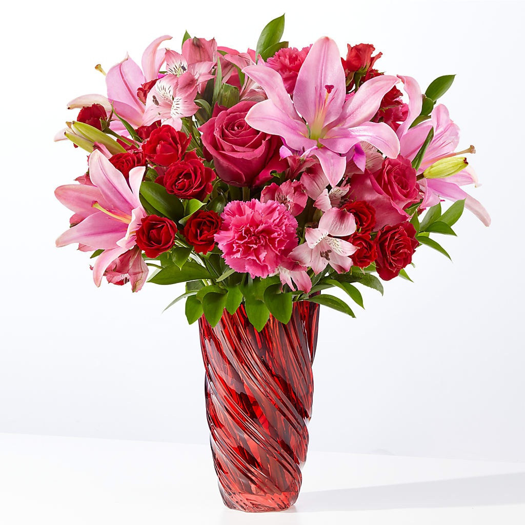 In Love Bouquet with Luxe Swirl Vase – C & D FLORAL LTD, Pincher Creek AB