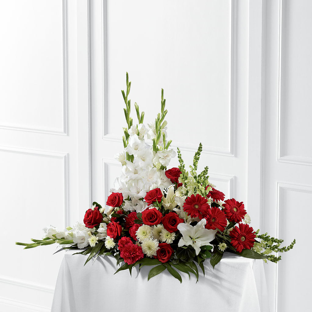 Crimson & White Arrangement – C & D FLORAL LTD, Pincher Creek AB