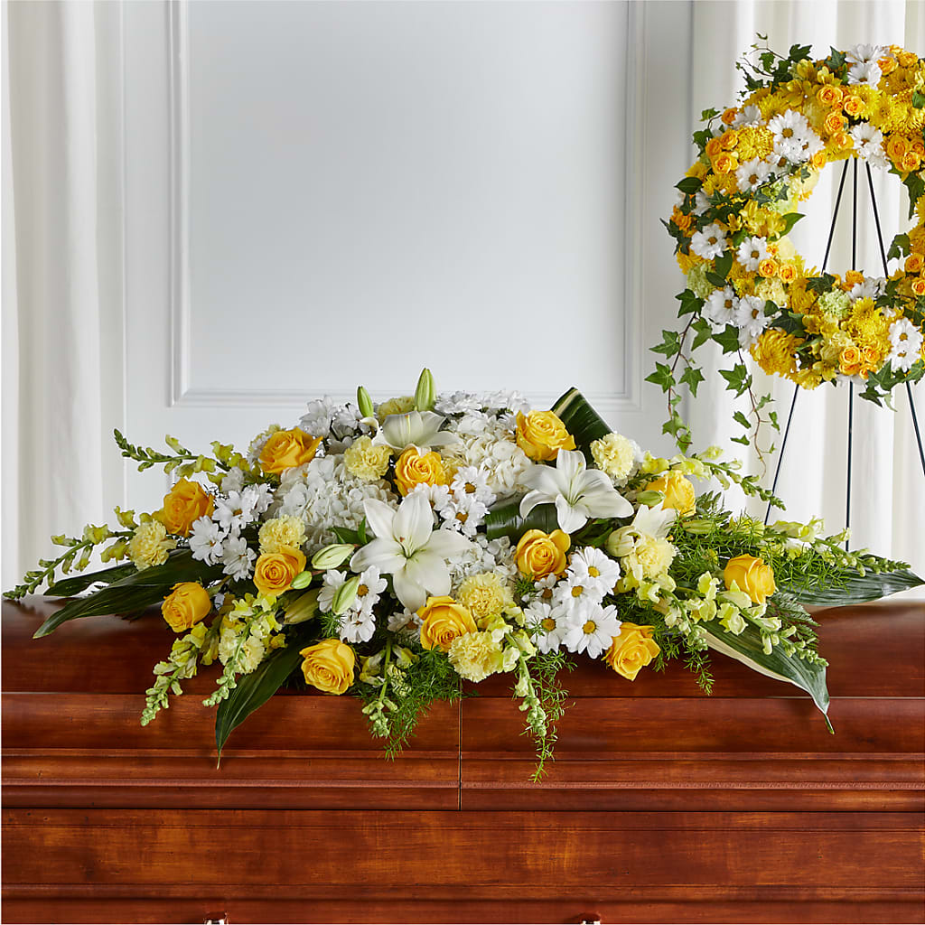 Golden Harmony Casket Spray – C & D FLORAL LTD, Pincher Creek AB