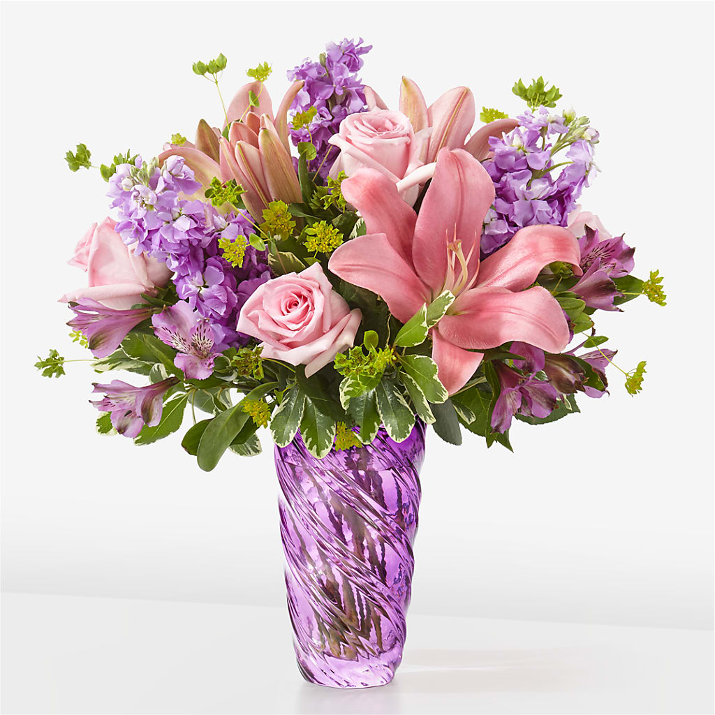 Precious Petals Bouquet with Luxe Swirl Vase – C & D FLORAL LTD, Pincher Creek AB