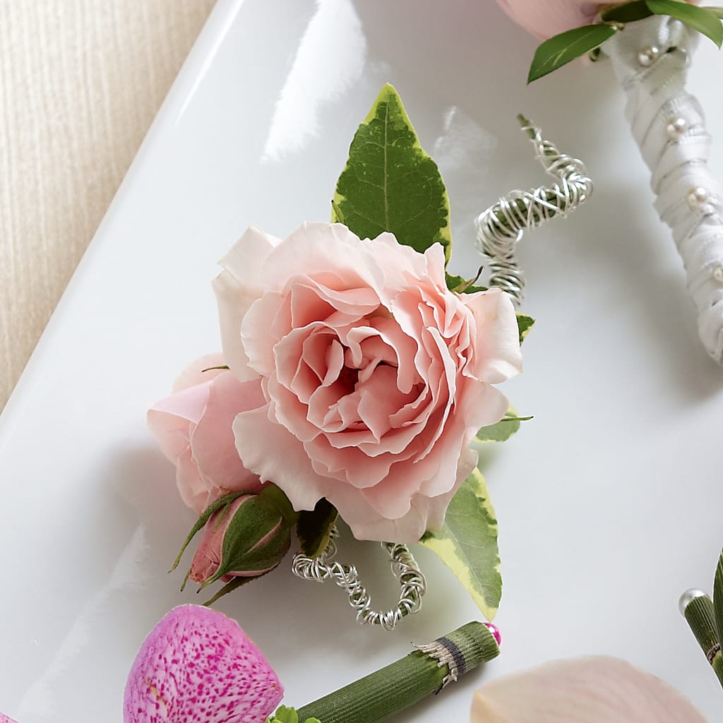 Pink Spray Rose Boutonniere – C & D FLORAL LTD, Pincher Creek AB