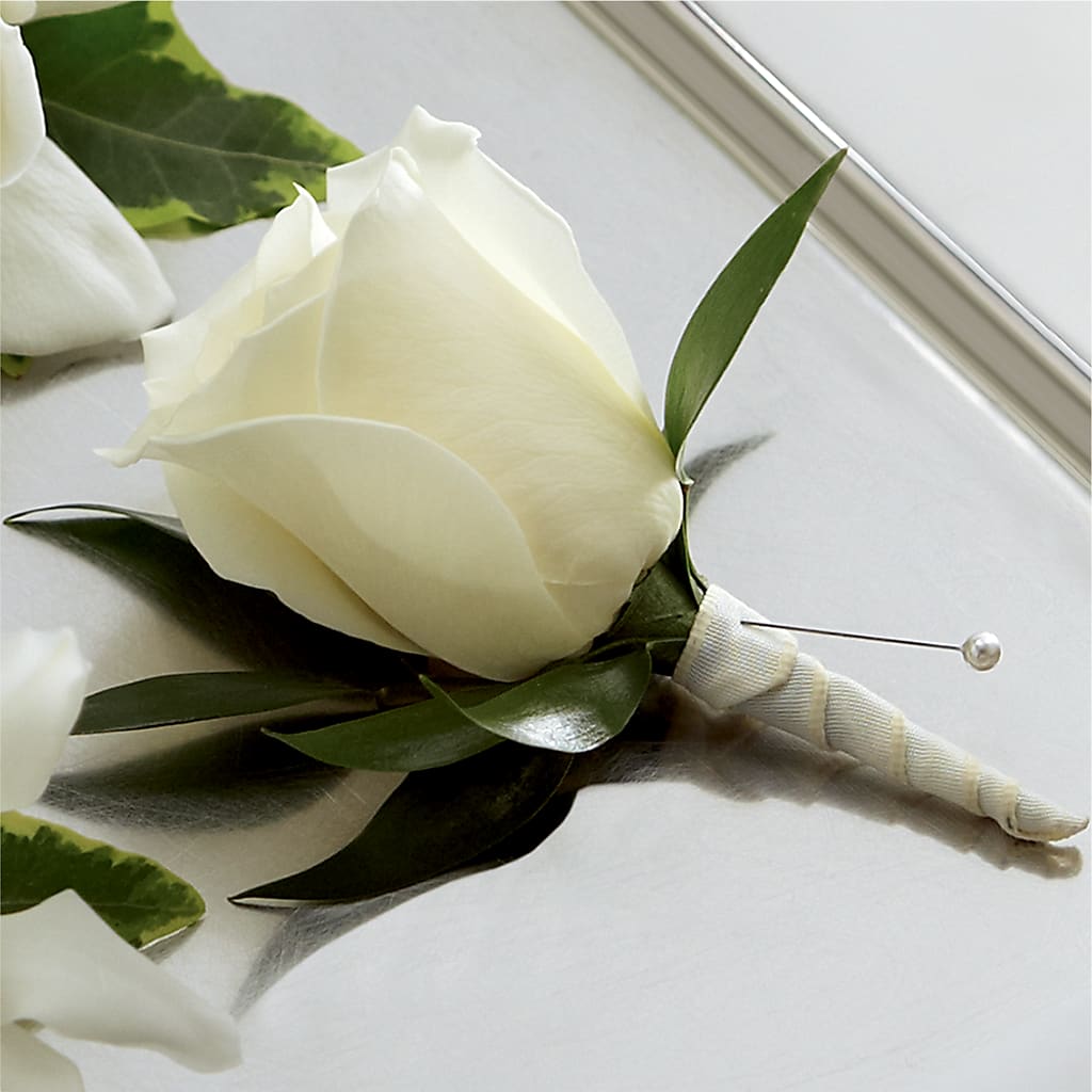 White Rose Boutonniere – C & D FLORAL LTD, Pincher Creek AB