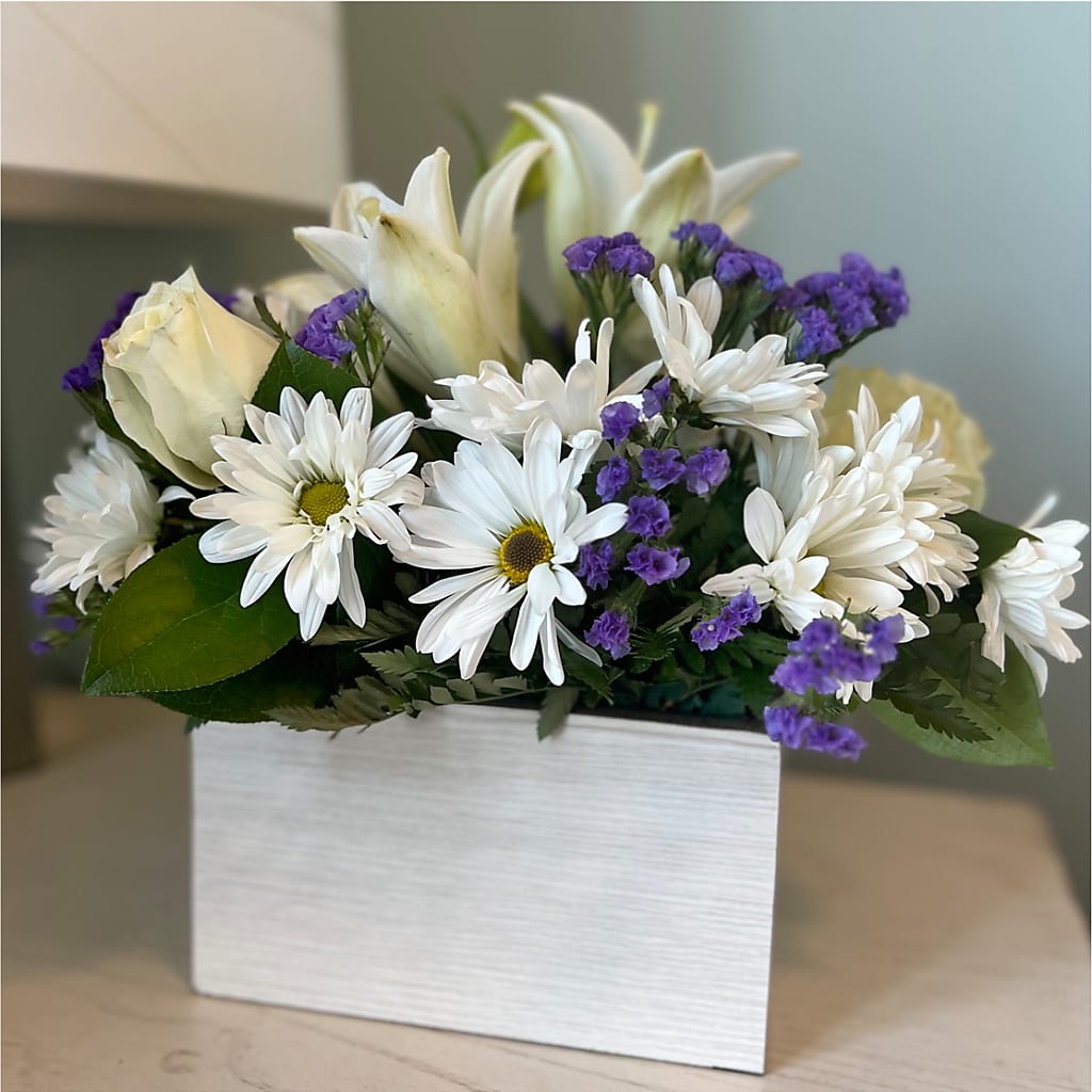 Beyond Blue Box Bouquet – C & D FLORAL LTD, Pincher Creek AB