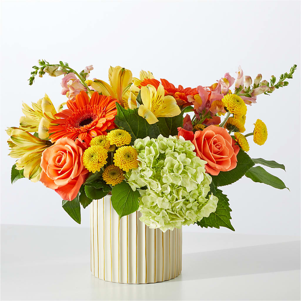 Autumn Sunshine Bouquet with Ivory Vase – C & D FLORAL LTD, Pincher Creek AB