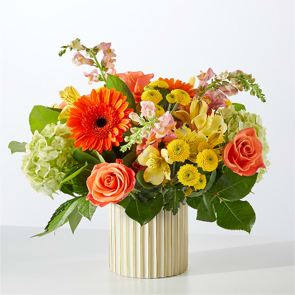 Autumn Sunshine Bouquet with Ivory Vase – C & D FLORAL LTD, Pincher Creek AB