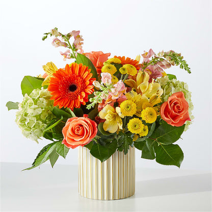 Autumn Sunshine Bouquet with Ivory Vase – C & D FLORAL LTD, Pincher Creek AB