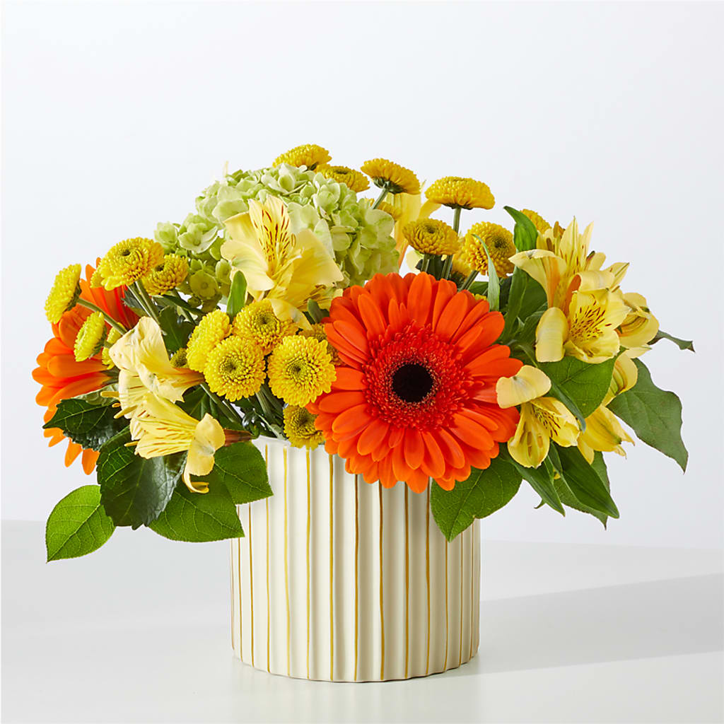 Autumn Sunshine Bouquet with Ivory Vase – C & D FLORAL LTD, Pincher Creek AB