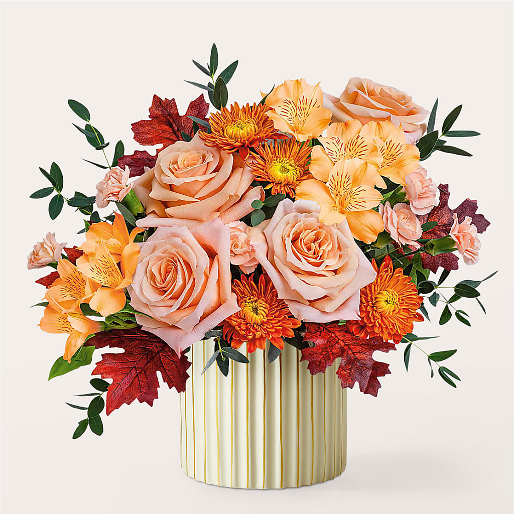 Spiced Latte Bouquet with Ivory Vase – C & D FLORAL LTD, Pincher Creek AB