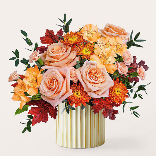 Spiced Latte Bouquet with Ivory Vase – C & D FLORAL LTD, Pincher Creek AB