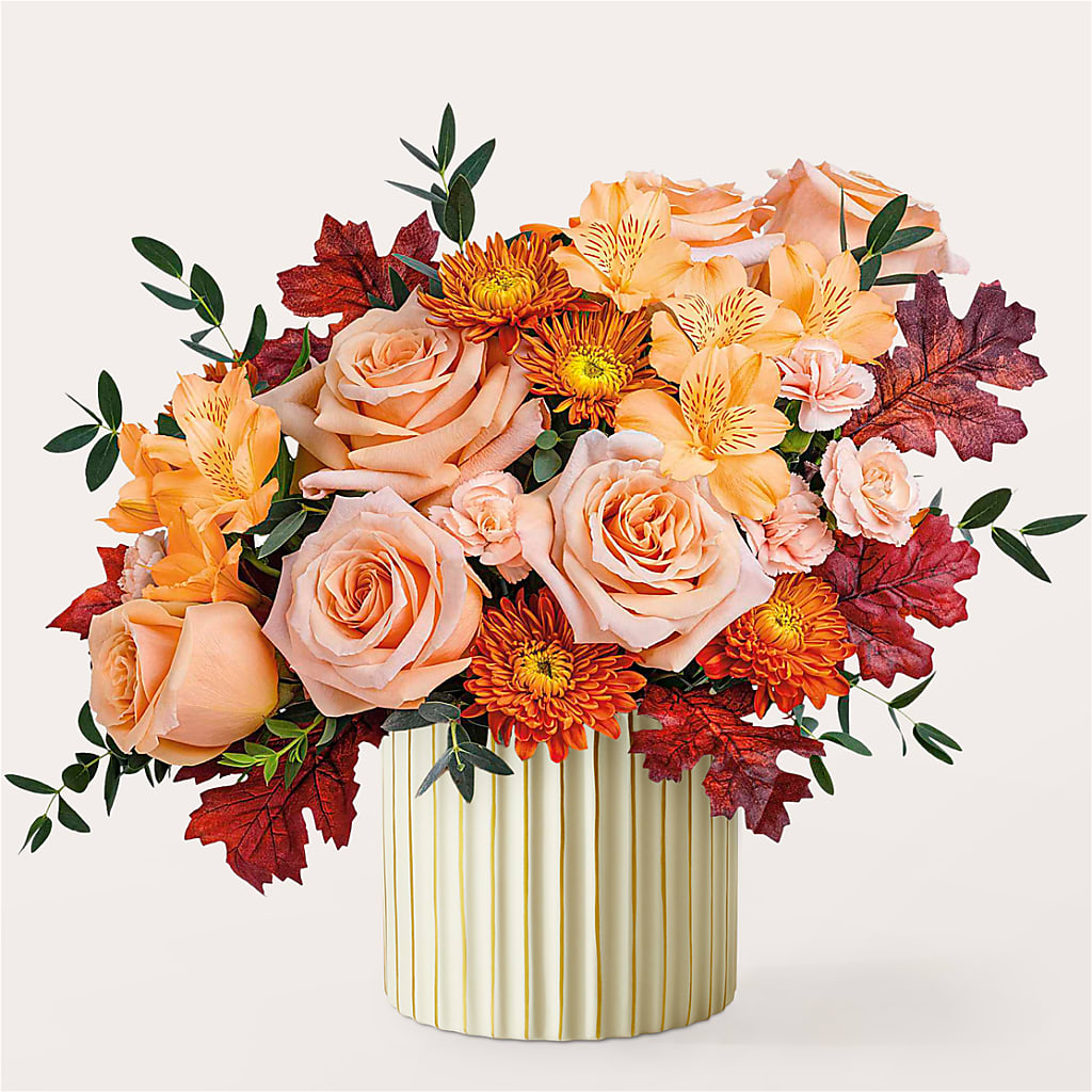 Spiced Latte Bouquet with Ivory Vase – C & D FLORAL LTD, Pincher Creek AB