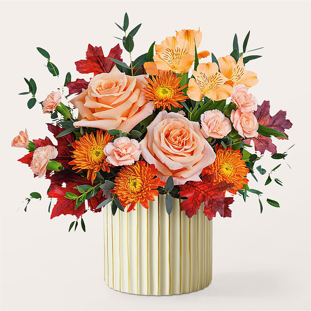 Spiced Latte Bouquet with Ivory Vase – C & D FLORAL LTD, Pincher Creek AB